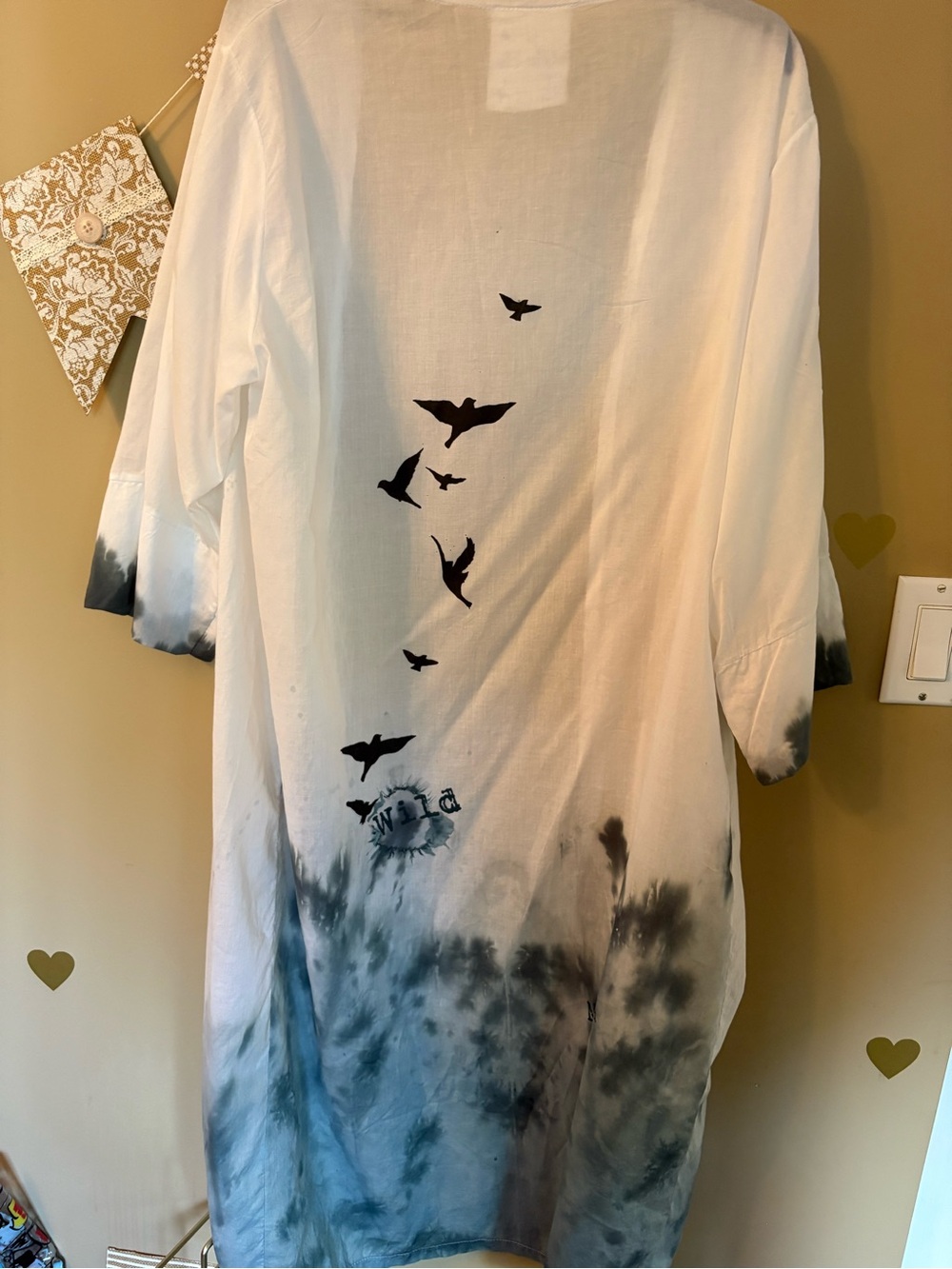 Lillias Bliss Artisan Small Batch Cotton Kimono w/Bird Accent - Picture 8 of 9
